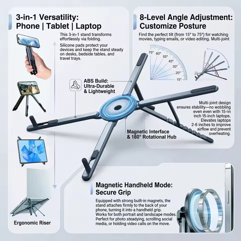 Desk Setup For Laptop - Przenośny magnetyczny uchwyt na telefon i
