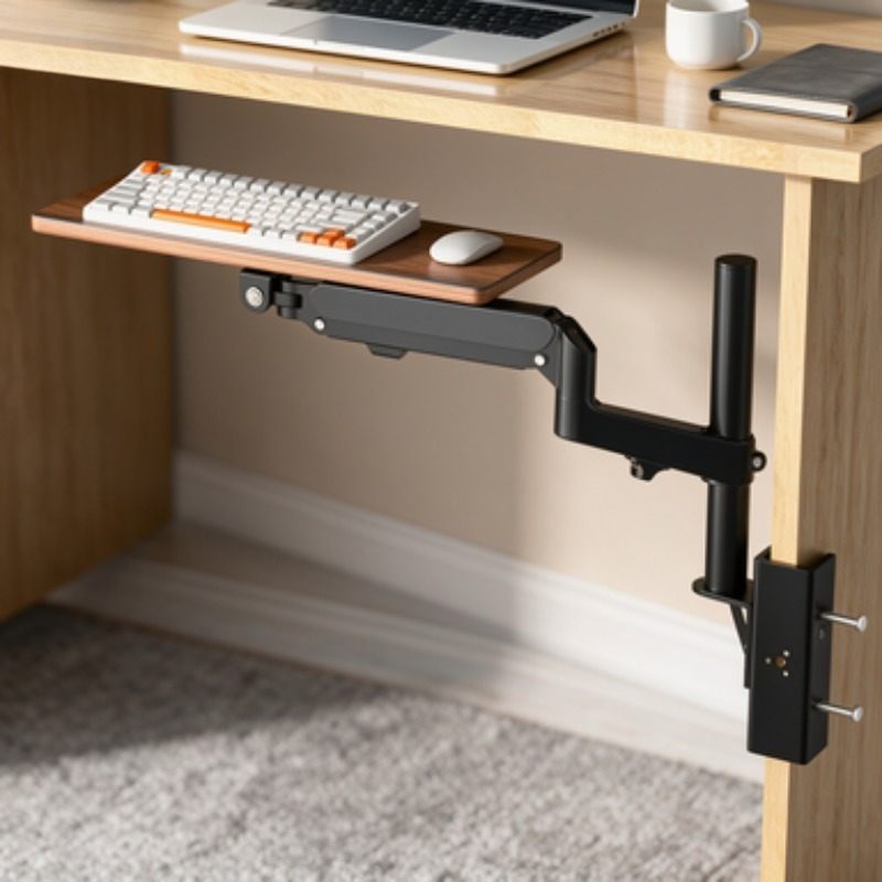 Desk Setup Diy - Oszczędność miejsca pod biurkiem, wysuwana półka